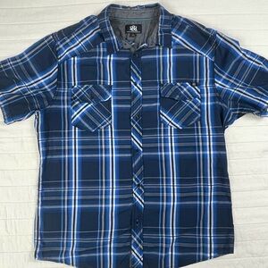 Rock & Republic Blue Checkered Button Down Shirt